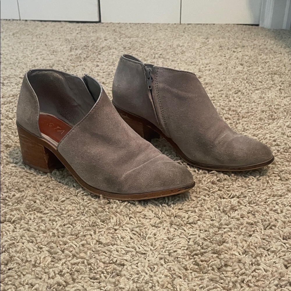 1. State Taupe Ankle Booties